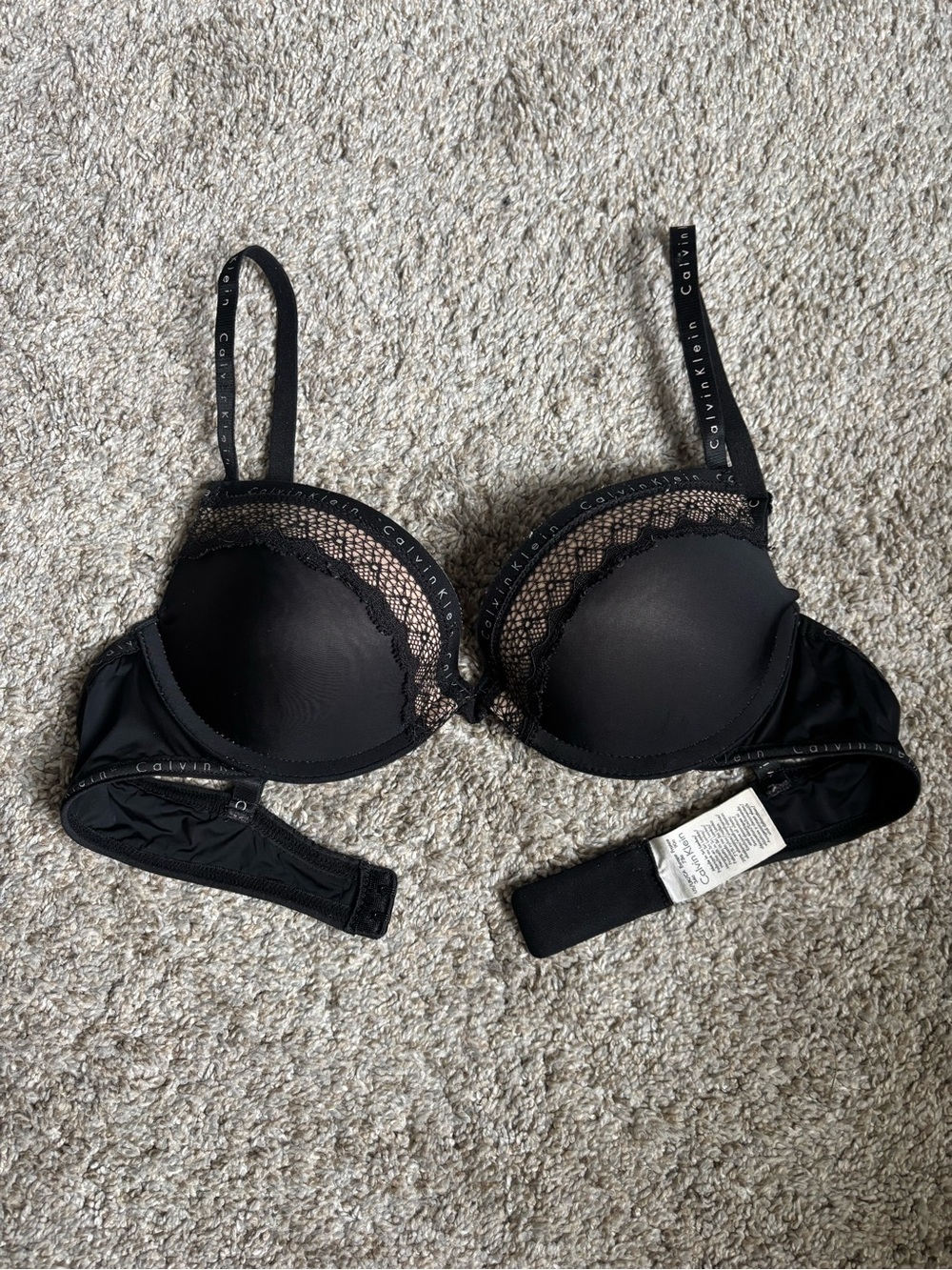 Calvin Klein Black w Beige Lace Detail Bra 34A